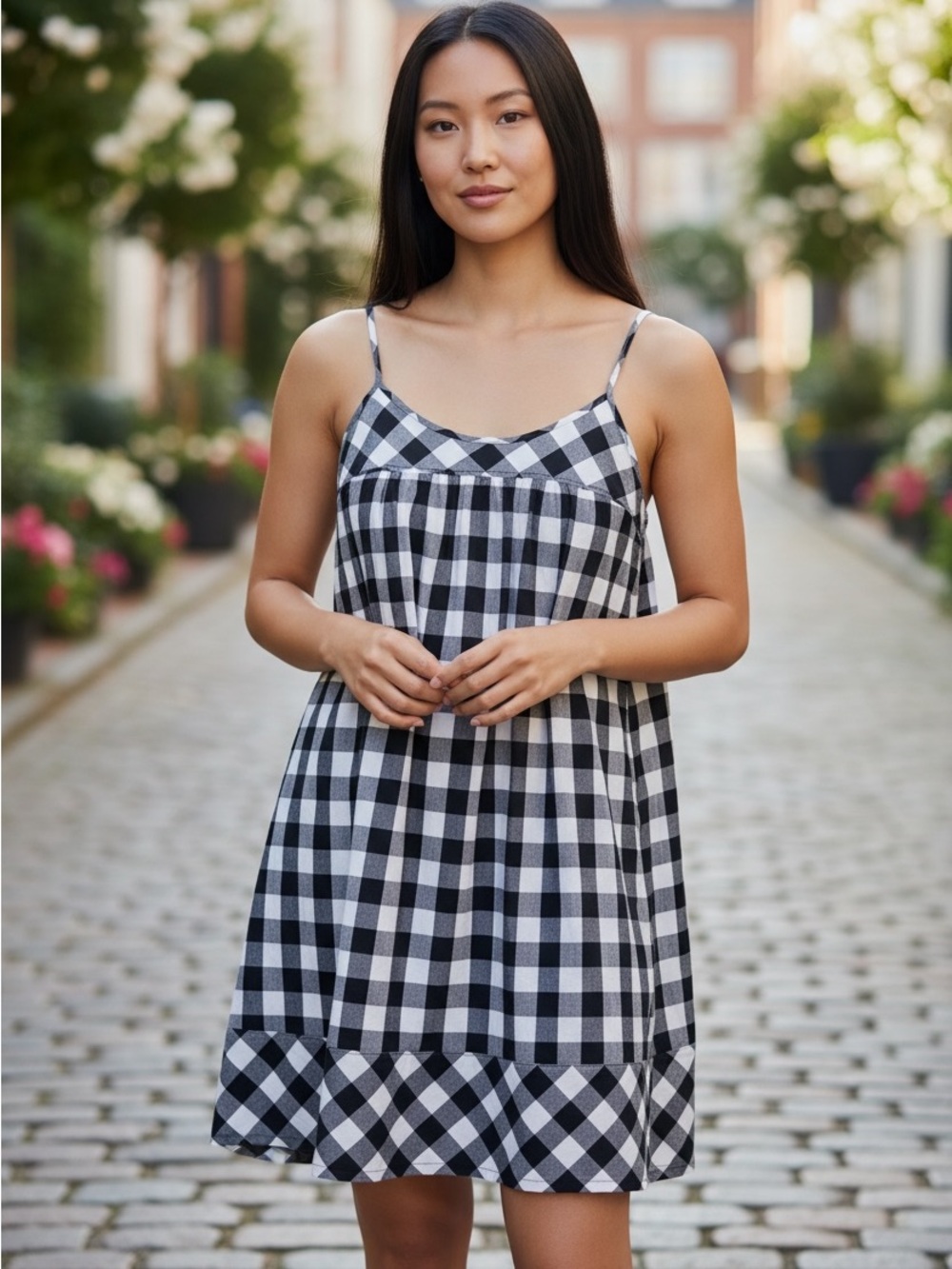 Victoria’s Secret PINK Navy Blue Buffalo Plaid Cami Dress Size Small